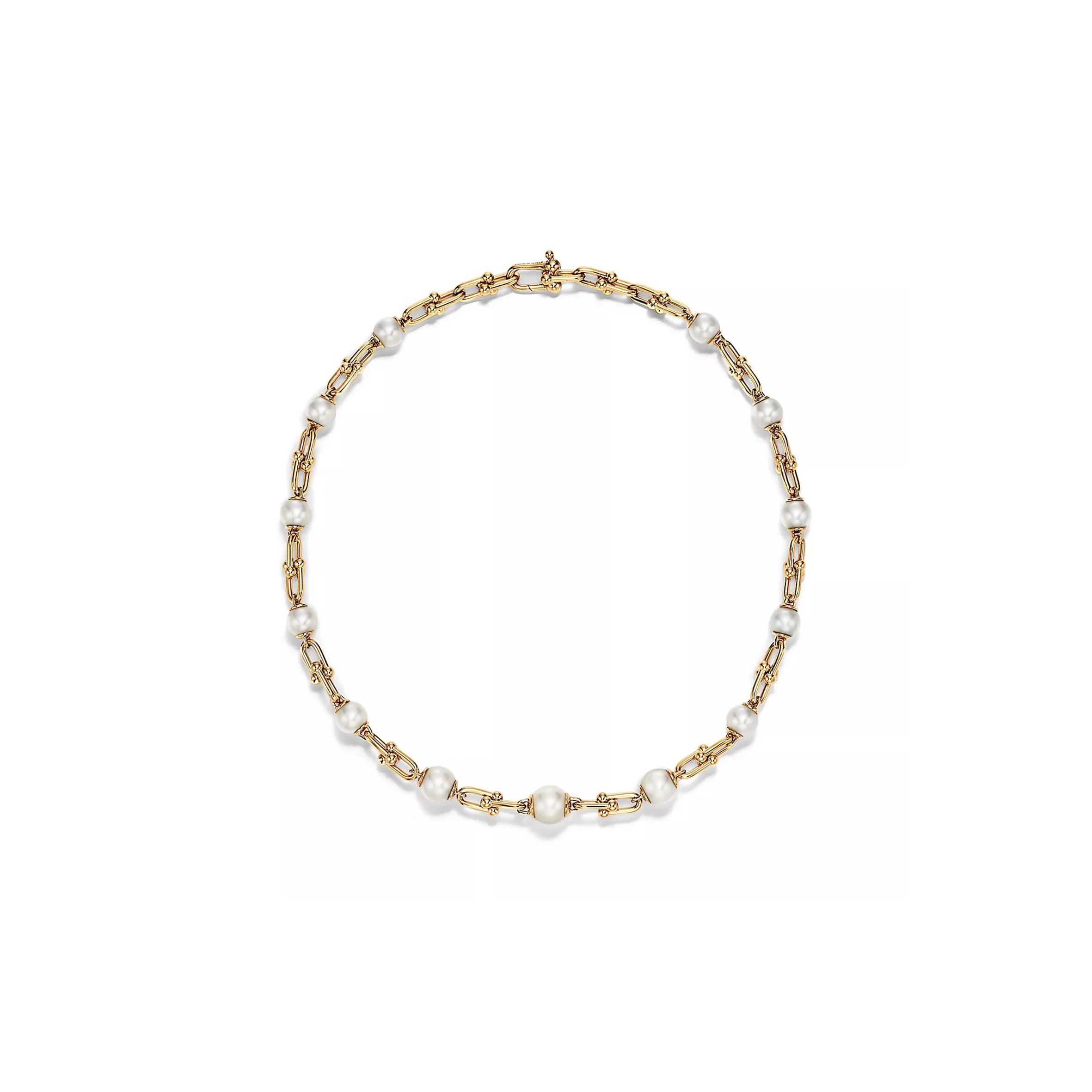 TIFFANY SMALL LINK PEARL NECKLACE IN YELLOW GOLD WITH FRESHWATER PEARLS 70606097